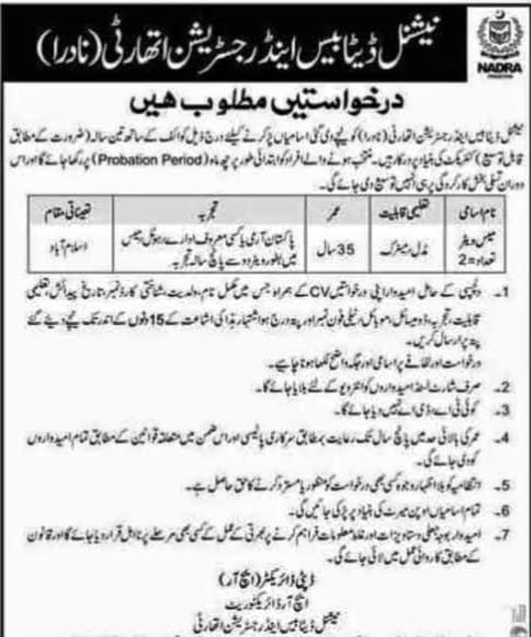 Nadra Jobs 2025