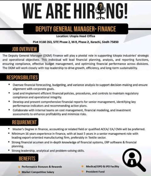 Financial Accounting job in Pakistan for freshers