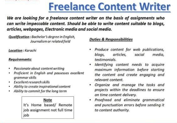 Freelance Writing Jobs For Students in Pakistan